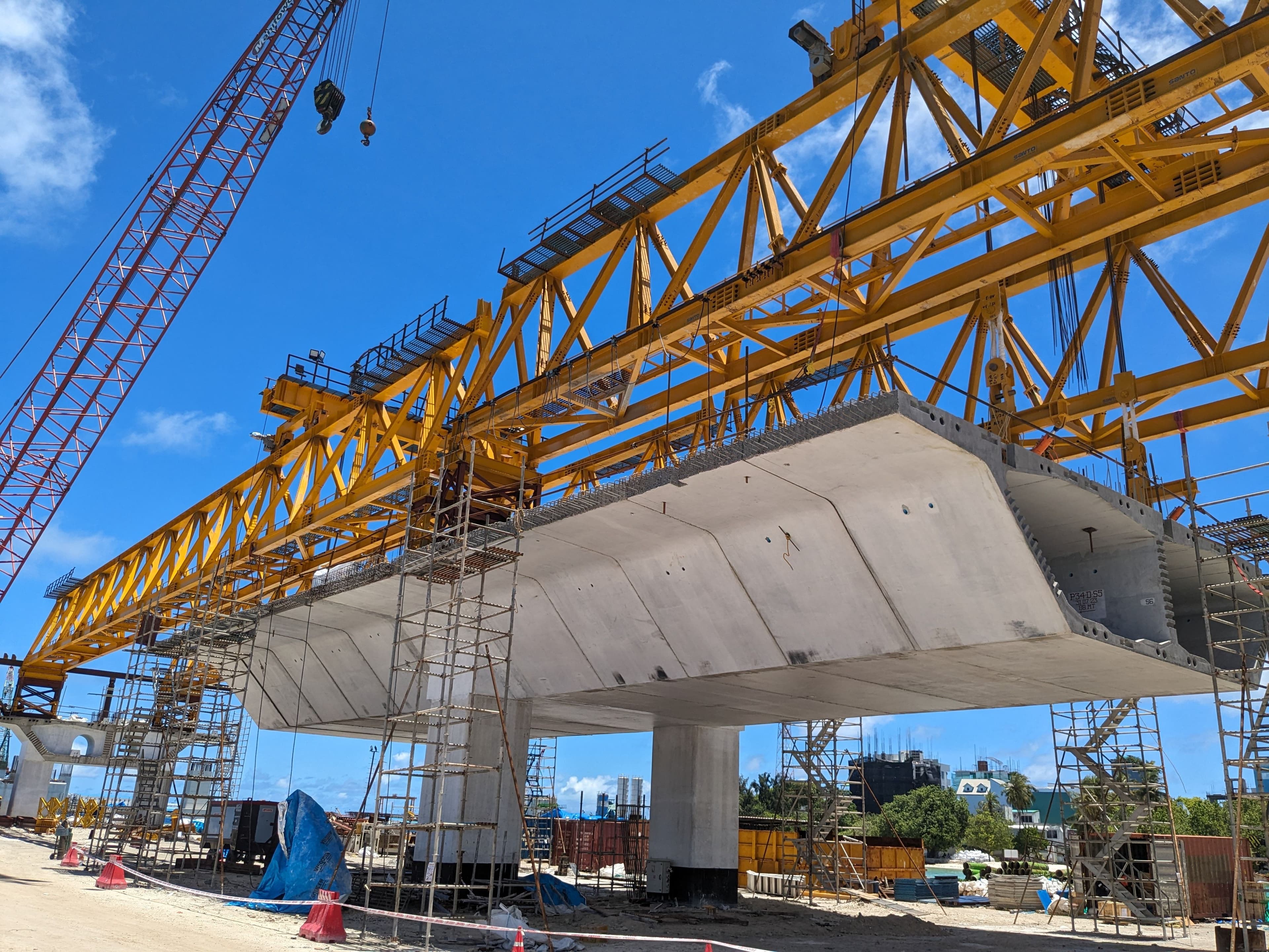 Segmental bridge over clear blue sky